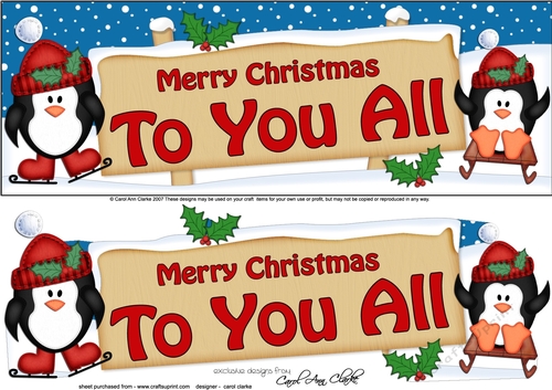 large DL Christmas TO YOU ALL Penguins Signpost with Easicut 3d decoupage