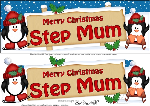 large DL Christmas STEP MUM Penguins Signpost with Easicut 3d decoupage