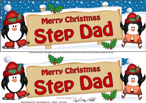 large DL Christmas STEP DAD Penguins Signpost with Easicut 3d decoupage