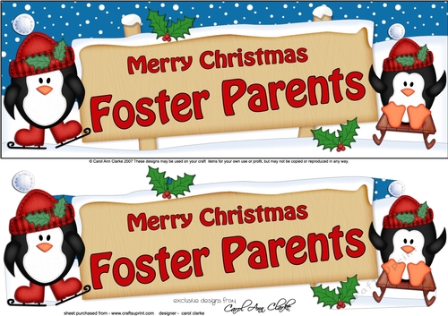 large DL Christmas FOSTER PARENTS Penguins Signpost with Easicut 3d decoupage