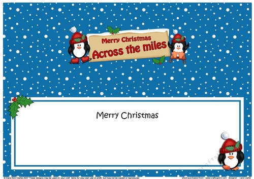 large DL Christmas ACROSS THE MILES Penguins Signpost matching insert