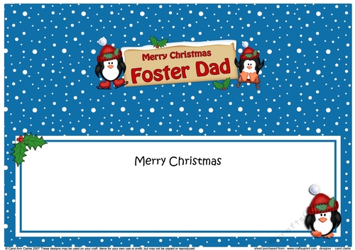 large DL Christmas FOSTER DAD Penguins Signpost matching insert