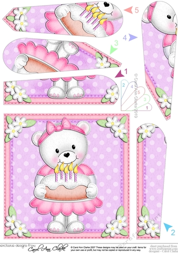 Teddy Tess has a Birthday Cake Fan Pyramage Topper