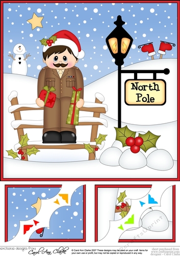 8 x 8 Christmas at the North Pole Little Christmas in the Forces - Army Corner Topper
