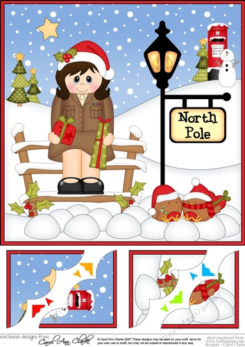 8 x 8 Christmas at the North Pole Little Christmas in the Forces - Army Corner Topper