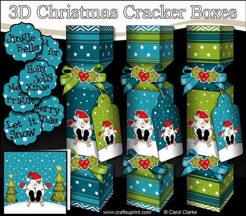 3D Christmas Cracker Boxes Snowball Sam goes Sledging