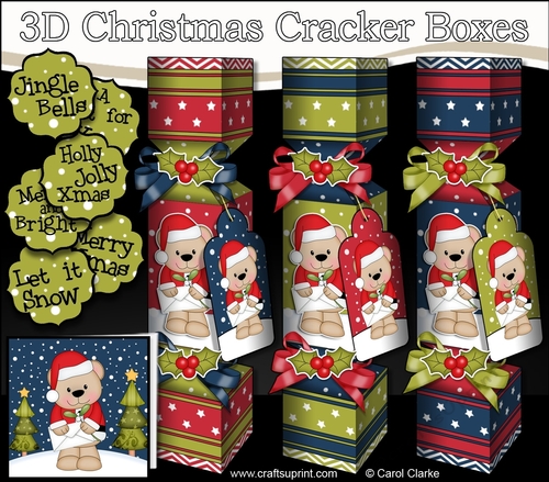 3D Christmas Cracker Boxes Livvy Bear has a Letter for Santa