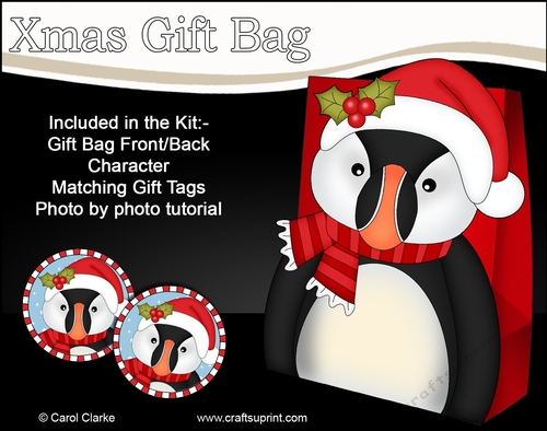 3D Christmas Little Puffin Pilchard Gift Bag Mini Kit