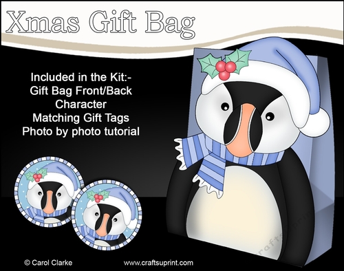 3D Christmas Little Puffin Pilchard Gift Bag Mini Kit