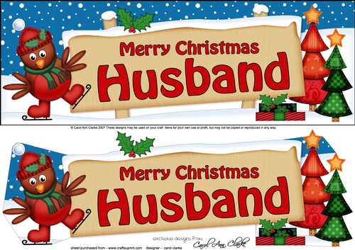 large DL Christmas HUSBAND Robin Signpost 3d decoupage