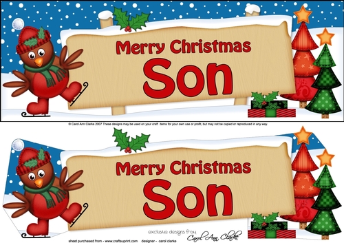 large DL Christmas SON Robin Signpost 3d decoupage