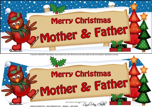 large DL Christmas MOTHER & FATHER Robin Signpost 3d decoupage