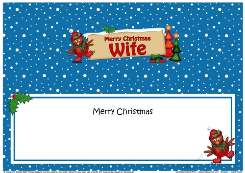 large DL Christmas WIFE Robin Signpost insert