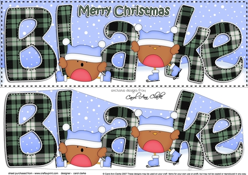 Large DL Merry Christmas BLAKE 3D decoupage 