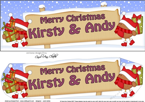 Large DL Merry Christmas KIRSTY & ANDY 3D decoupage 