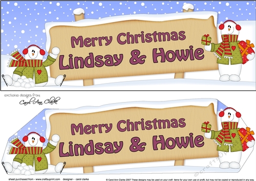 Large DL Merry Christmas LINDSAY & HOWIE 3D decoupage 