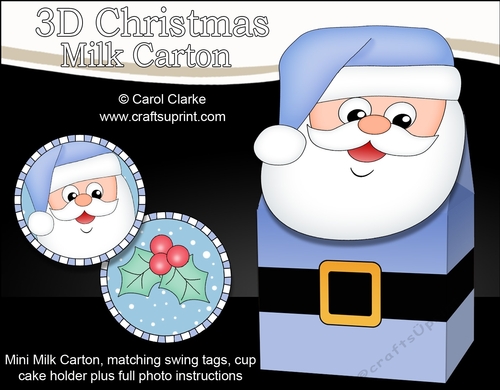 3D Christmas Santa Milk Carton Gift or Treat Box