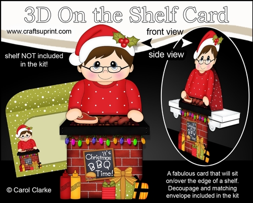 3D On the Shelf Card Kit - Christmas Jumper Man has a Festive Barbeque