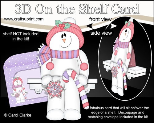 3D On the Shelf Card Kit - Christmas Snowman Rio has a Star & Candy Cane