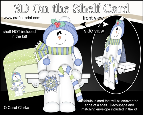 3D On the Shelf Card Kit - Christmas Snowman Rio has a Star & Candy Cane