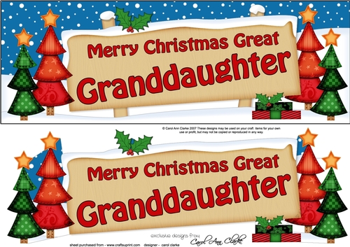 large DL Christmas GREAT GRANDDAUGHTER Trees Signpost Easicut decoupage