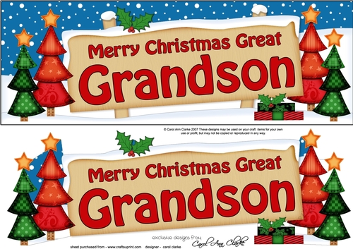 large DL Christmas GREAT GRANDSON Trees Signpost Easicut decoupage