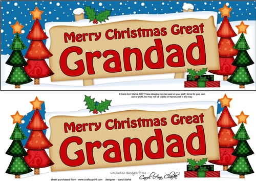 large DL Christmas GREAT GRANDAD Trees Signpost Easicut decoupage