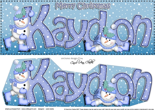 Large DL Merry Christmas KAYDON 3D decoupage 