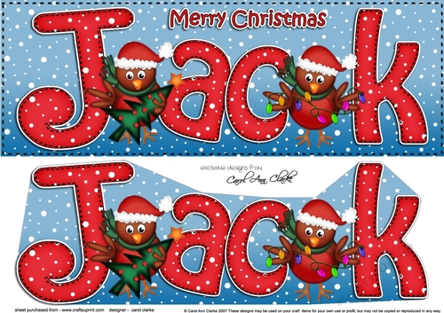 Large DL Merry Christmas JACK 3D decoupage