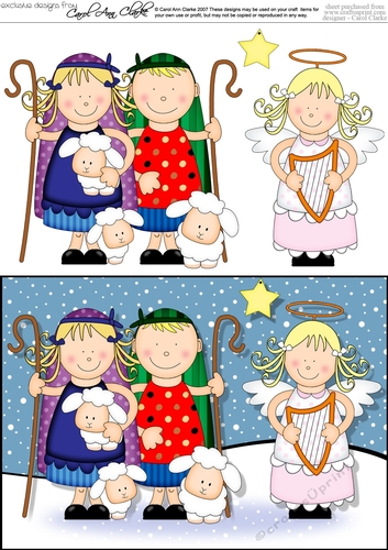 The Christmas Story The Shepherds & Angel quick card and 3D decoupage