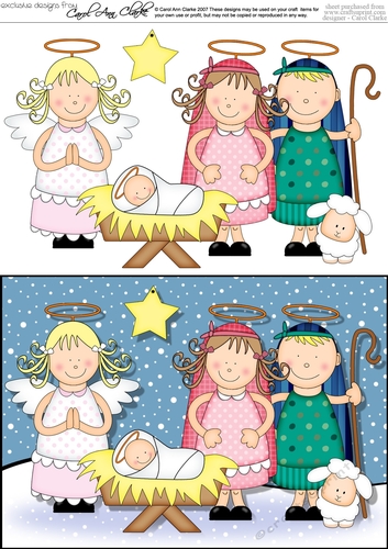 The Christmas Story The Angel visits The Holy Family quick card and 3D decoupage