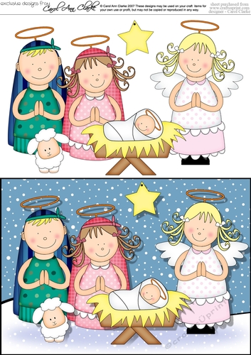 The Christmas Story The Angel visits The Holy Family quick card and 3D decoupage