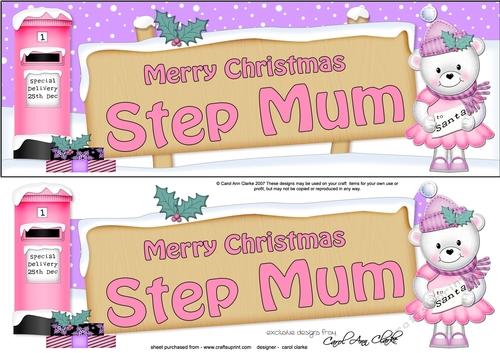 lge DL Christmas STEP MUM Teddy Tess Signpost Easicut decoupage