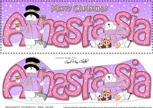 Large DL Merry Christmas ANASTASIA 3D decoupage