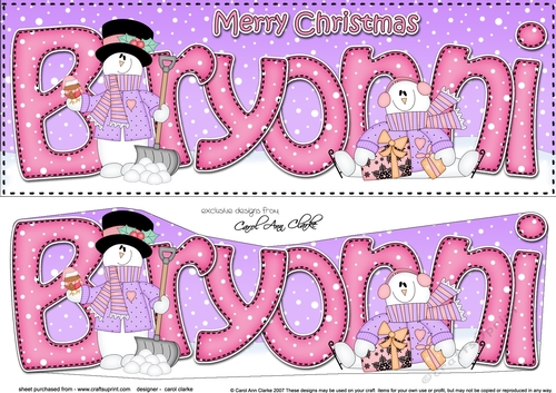 Large DL Merry Christmas BRYONNI 3D decoupage