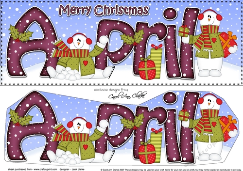 Large DL Merry Christmas APRIL 3D decoupage