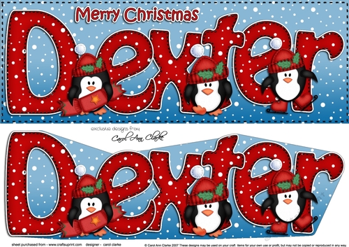 Large DL Merry Christmas DEXTER 3D decoupage