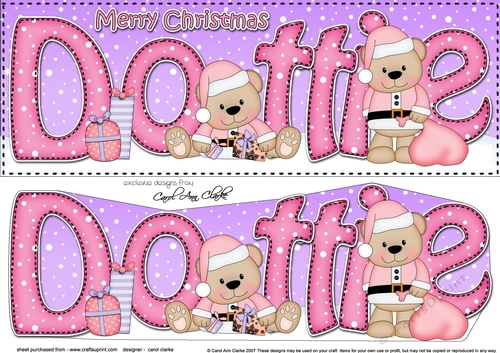 Large DL Merry Christmas DOTTIE 3D decoupage