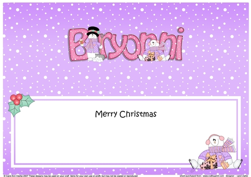 Large DL Merry Christmas BRYONNI insert