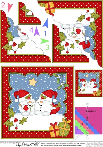 Christmas Snowball Sam is in Love Scallop Corner Topper