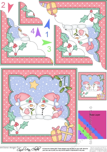 Christmas Snowball Sam is in Love Scallop Corner Topper