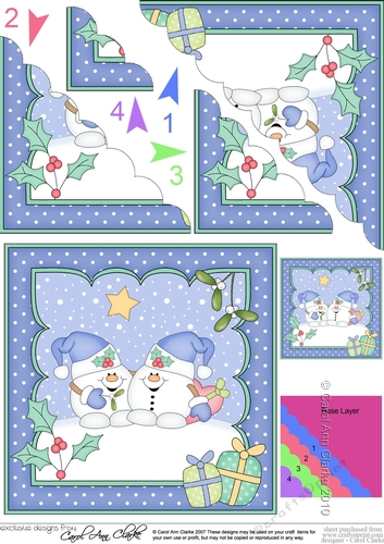 Christmas Snowball Sam is in Love Scallop Corner Topper
