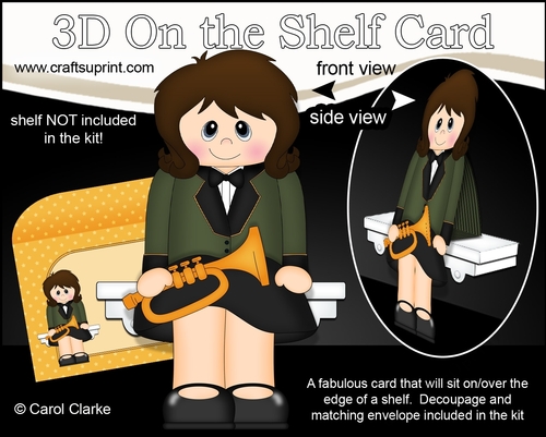 3D On the Shelf Card Kit - Little Trumpet Player Mae