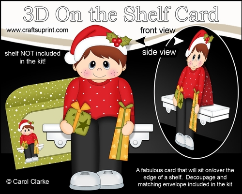 3D On the Shelf Card Kit - Christmas Jumper Boy delivers the Presents