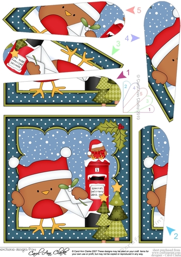 Christmas Bobbin Robin Posts a Letter to Santa Fan Pyramage Topper