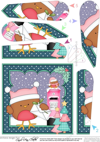 Christmas Bobbin Robin Posts a Letter to Santa Fan Pyramage Topper