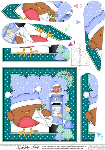 Christmas Bobbin Robin Posts a Letter to Santa Fan Pyramage Topper