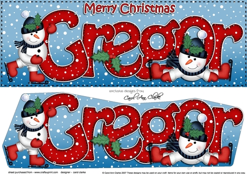 Large DL Merry Christmas GREGOR 3D decoupage