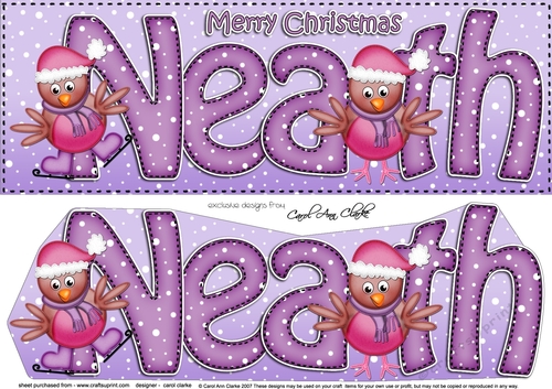 Large DL Merry Christmas NEATH 3D decoupage