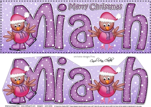 Large DL Merry Christmas MIAH 3D decoupage
